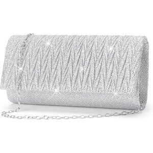 Sparkling Satin Clutch Purse with Detachable Chain - Perfect for Any Occasion